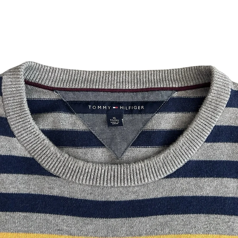 Tommy Hilfiger‎ Sweater Men's Striped Crew Neck Long Sleeve Grunge Skater XL